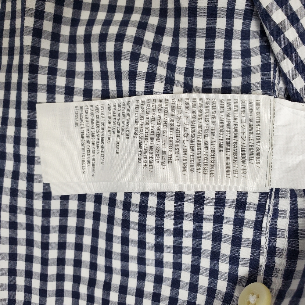 Abercrombie & Fitch Muscle Blue White Gingham Button Up Long Sleeve Shirt Sz XL - Picture 14 of 16